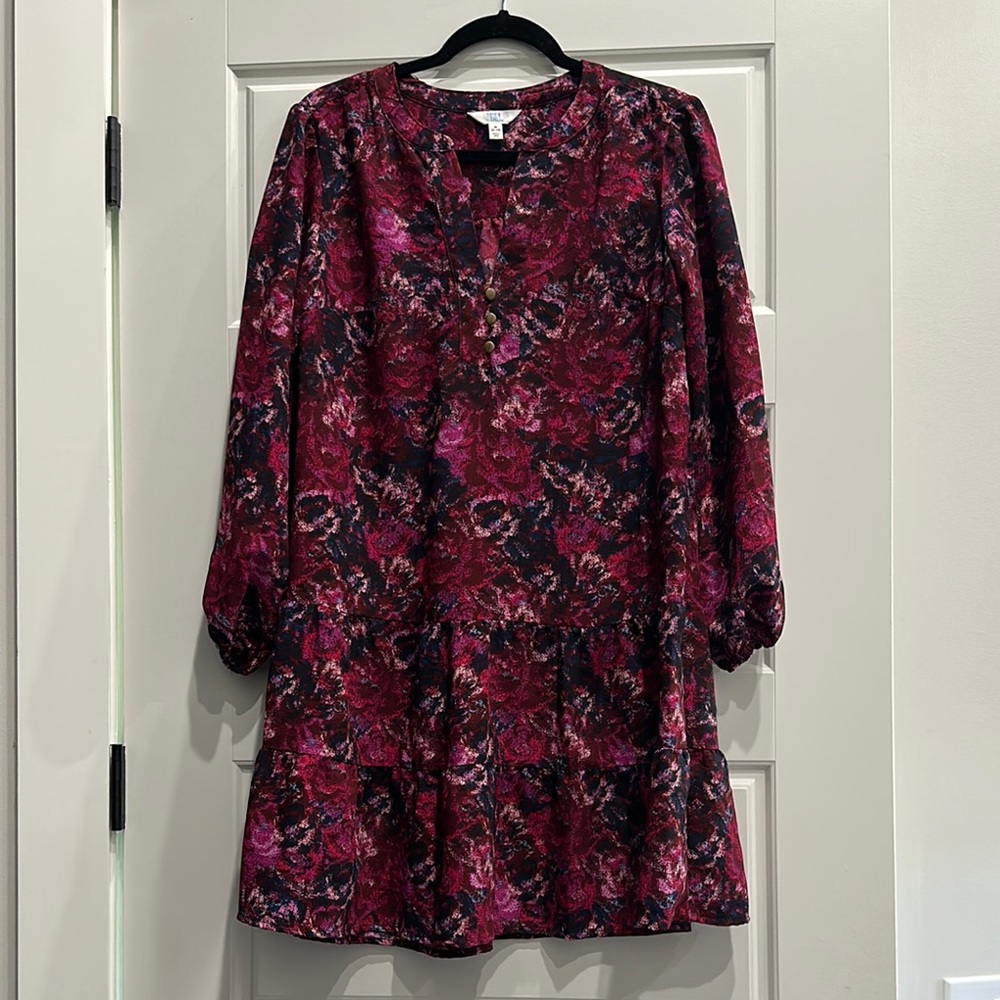 Floral Pink and Black Women's Dress